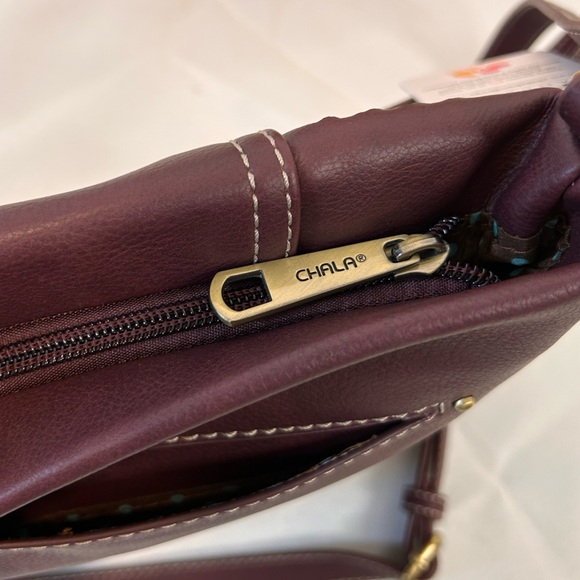 New CHALA Laser Cut Crossbody Bag Adjustable Strap Plum Purple faux‎ leather - Picture 13 of 13